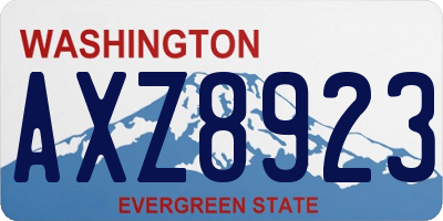 WA license plate AXZ8923