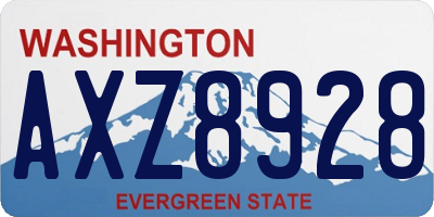 WA license plate AXZ8928