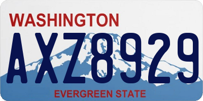 WA license plate AXZ8929
