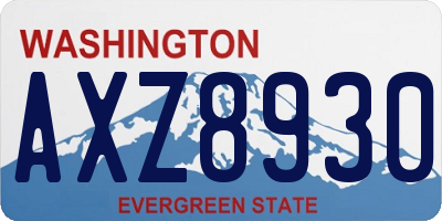WA license plate AXZ8930