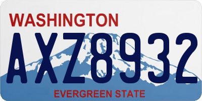 WA license plate AXZ8932