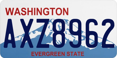 WA license plate AXZ8962