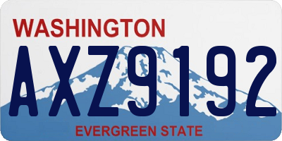 WA license plate AXZ9192