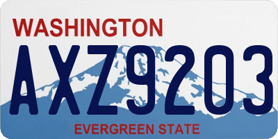 WA license plate AXZ9203