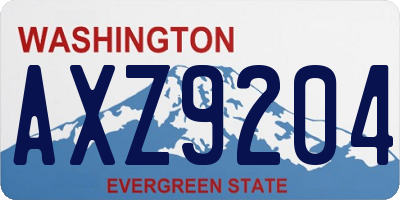 WA license plate AXZ9204