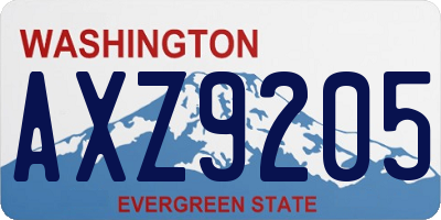 WA license plate AXZ9205