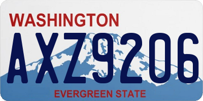 WA license plate AXZ9206