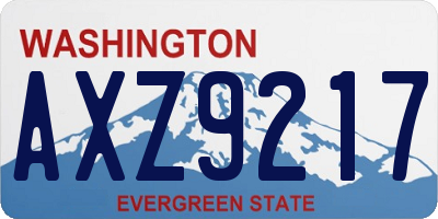 WA license plate AXZ9217