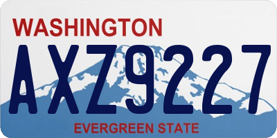 WA license plate AXZ9227