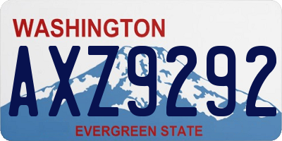 WA license plate AXZ9292
