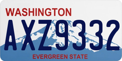 WA license plate AXZ9332