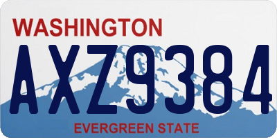 WA license plate AXZ9384