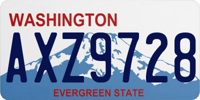 WA license plate AXZ9728
