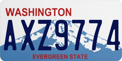 WA license plate AXZ9774