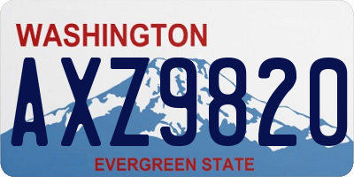 WA license plate AXZ9820