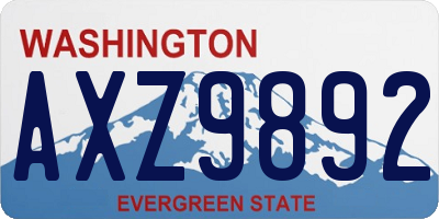 WA license plate AXZ9892