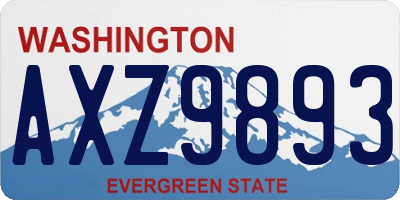 WA license plate AXZ9893