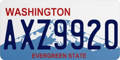 WA license plate AXZ9920