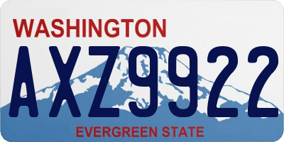 WA license plate AXZ9922