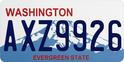 WA license plate AXZ9926