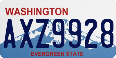 WA license plate AXZ9928