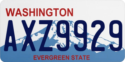 WA license plate AXZ9929