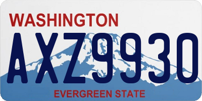 WA license plate AXZ9930