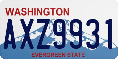 WA license plate AXZ9931