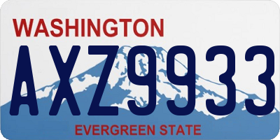 WA license plate AXZ9933