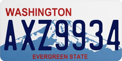 WA license plate AXZ9934