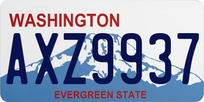 WA license plate AXZ9937