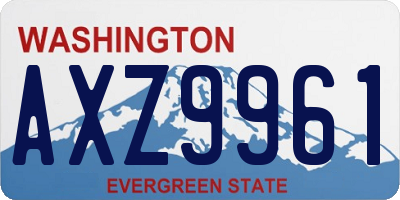 WA license plate AXZ9961