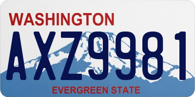 WA license plate AXZ9981