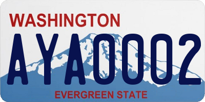 WA license plate AYA0002