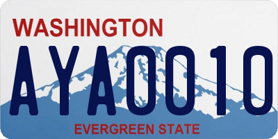 WA license plate AYA0010