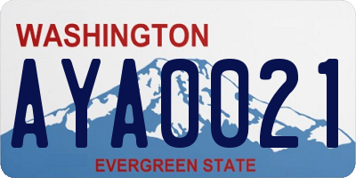 WA license plate AYA0021