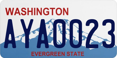 WA license plate AYA0023