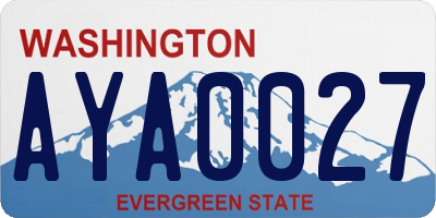 WA license plate AYA0027