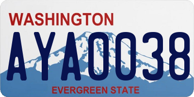 WA license plate AYA0038