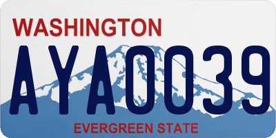 WA license plate AYA0039