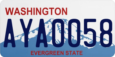 WA license plate AYA0058