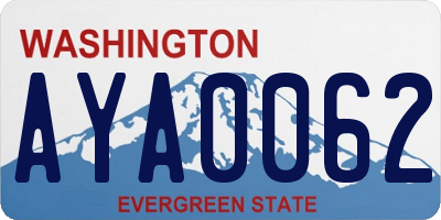 WA license plate AYA0062