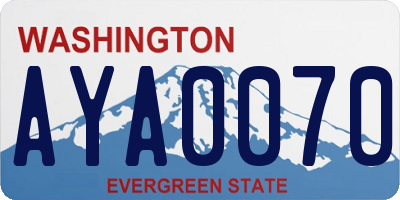 WA license plate AYA0070