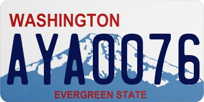WA license plate AYA0076