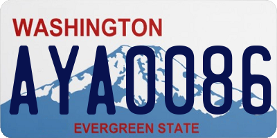 WA license plate AYA0086