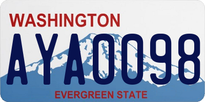 WA license plate AYA0098