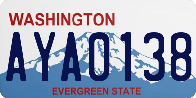 WA license plate AYA0138