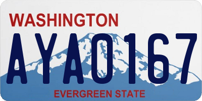 WA license plate AYA0167