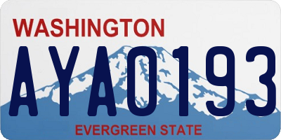 WA license plate AYA0193
