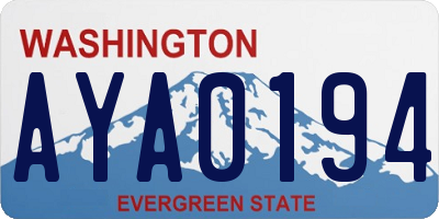 WA license plate AYA0194